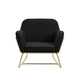 Winchester Armchair With Brushed Gold Legs - Black Velvet