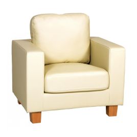 Buxton Chesterfield Single Seater Sofa Suite in PU Leather - Cream