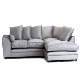 CHICAGO Velvet 4 Seater L Shaped - Right Hand Facing Corner Sofa - Light Grey