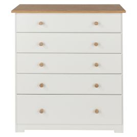 BLUSH White Chest of Drawers - Medium-sized, 5 Drawers