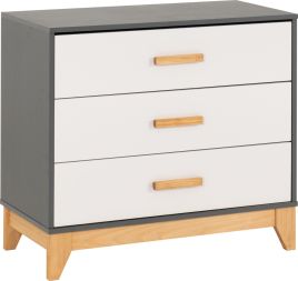 CHATHAM Grey Chest of Drawers - Medium-sized, 3 Drawers