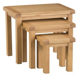 Classic Nest Of 3 Tables - Medium Oak Finish