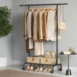 XYLVIAN Clothes Rail Adjustable Rail with Sturdy Frame - Ink Black