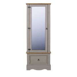 Corona Armoire Mirrored Wardrobe - Grey