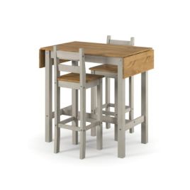 Ethans Extendable High Breakfast Bar Set with 2 Chairs - Grey