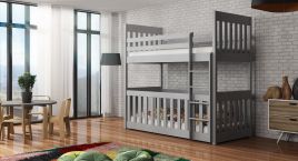 Kristofer Wooden Bunk Bed with Cot Bed and Foam Mattress - Grey