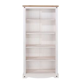 Corona Tall 5-Tier Open Bookcase - White