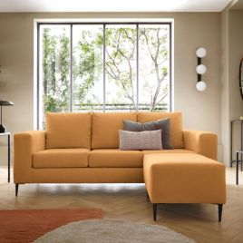 Lincoln Reversible Corner Sofa With Footstool - Saffron
