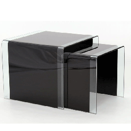 Maldon Black Tempered Glass Nest of Tables - 2 Piece Set