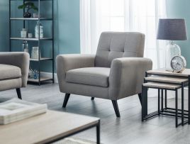 Monza Grey Fabric Retro Armchair