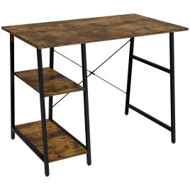 HERON Computer Desk with Storage Industrial Home Office Desk Rustic Brown