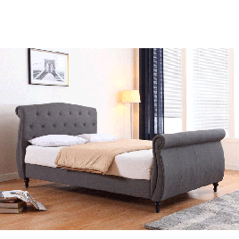 Sleep in Luxury Lompoc High Footend Bed Frame in Dark Grey Linen - Double