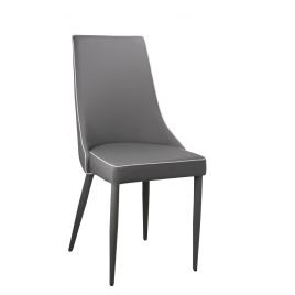 Selkirk Leather Effect Set of 4 Dining Chairs with Metal Legs - Grey