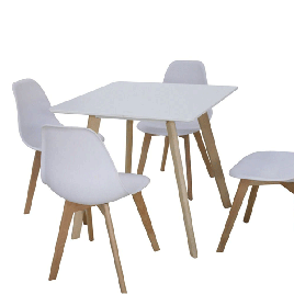 Lynton Small Square Dining Table with Solid Beech Legs - White
