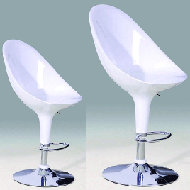 Oldham Chrome Bar Stool Pair with Adjustable Features - White