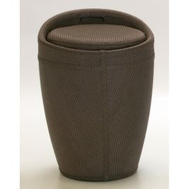 Melrose Textilene Round Stool with Storage - Brown  Finish