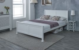 Kingsize Bed - FADRID 5ft Wooden Bed White