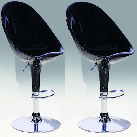 Oldham Chrome Bar Stool Pair with Adjustable Features - Black