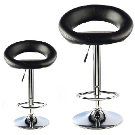 Cordova Swivel Bar Stools Set of 2 with Adjustable Height and Chrome Finish - Black