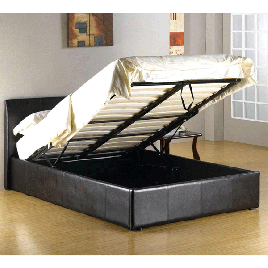 Luxury Redefined Purbeck Leather Effect High Headboard Ottoman Storage Bed Black - Kingsize