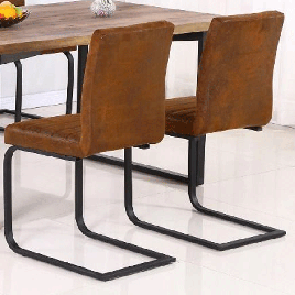 Helston Fabric Dining Chairs Set of 4 - Brown with Black Metal Legs