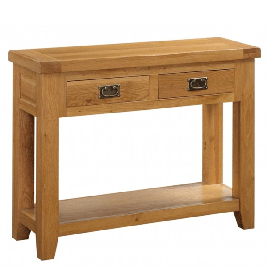Wycombe Solid Oak 2 Drawer Console Table - Light Oak