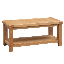 Eden Solid Oak Coffee Table with Shelf - Light Oak Finish