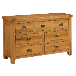 ALTONA Oak Finish Chest of Drawers - Large-sized, 7 Drawers