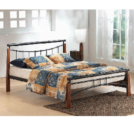 Elegance Redefined Corfe Metal Bed in Black and Dark Oak Finish - Kingsize