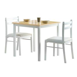 Gretna Natural White Solid Rubberwood Dining Table and 2 Chairs Set