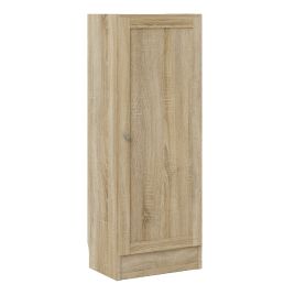 WRAYNE Low Narrow Bookcase Storage Cabinet with 2 Shelves and Door - Oak