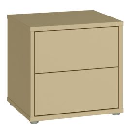 AVELINE Low Bedside Table Cabinet with 2 Push to Open Drawers - Butter Yellow