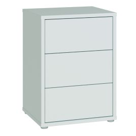 AVELINE Bedside Table Cabinet with 3 Push to Open Drawers - Light Grey