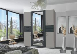 FENTON 4 Door Mirrored Wardrobe Grey - 180cm