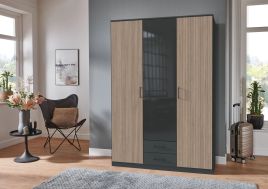 FURIA 3 Door Wardrobe with 2 Drawers Grey - 135cm