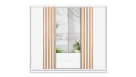 MAJO 4 Door Mirrored Wardrobe with 2 Drawers White - 250cm