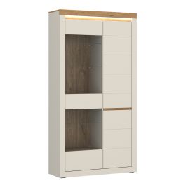 NAXTON Tall Display Cabinet with 2 Doors (Left Hand) - Cashmere with Stone Oak