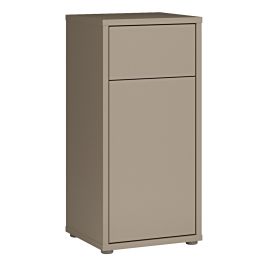 AVELINE Low Bathroom Storage Cabinet with 1 Push to Open Door and 1 Drawer - Taupe