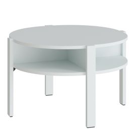 BAHARO Round Coffee Table with Open Shelf - Grey