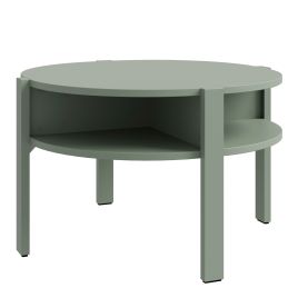 BAHARO Round Coffee Table with Open Shelf - Sage Green