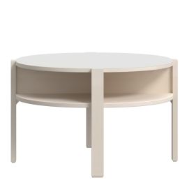 BAHARO Round Coffee Table with Open Shelf - Sand
