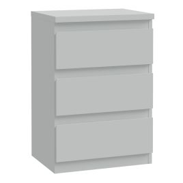 EDMONT Bedside Table with 3 Drawers - Light Grey