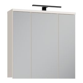 VERDON 3 Door Bathroom Mirror Cabinet with Integrated LED Lighting - Sand