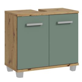 VERDON Under Sink Bathroom Vanity Unit with 2 Doors - Artisan Oak with Sage Green