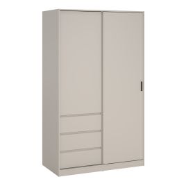 NANAIMO 2 Door Sliding Wardrobe with 3 Drawers Beige - 119cm