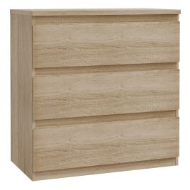 EDMONT Light Oak Finish Chest of Drawers - Medium-sized, 3 Drawers
