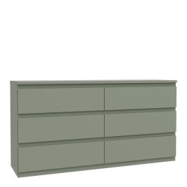 EDMONT Green Chest of Drawers - Extra Large-sized, Double, 6 Drawers