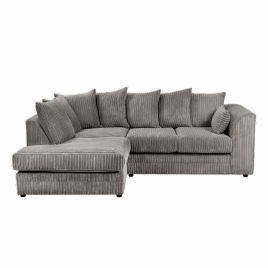 Daniel Jumbo Cord 4 Seater Corner Sofa Grey - Left and Right Arm - Available in Other Colours