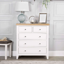 LEHI White Chest of Drawers - Medium-sized, 5 Drawers, Ready Assembled