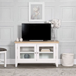 Quantum Glazed Standard TV Unit - White and Oak